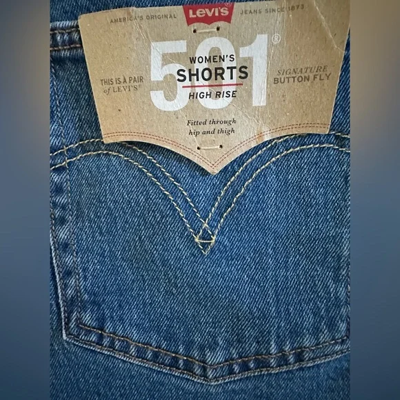 Levi's 501 Original Women's High Rise Jean Short Button Up Size 18W Blue, NEW - Picture 7 of 16